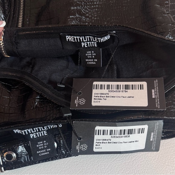 PrettyLittleThing black belt detail croc faux leather top and mini skirt set - Picture 9 of 9